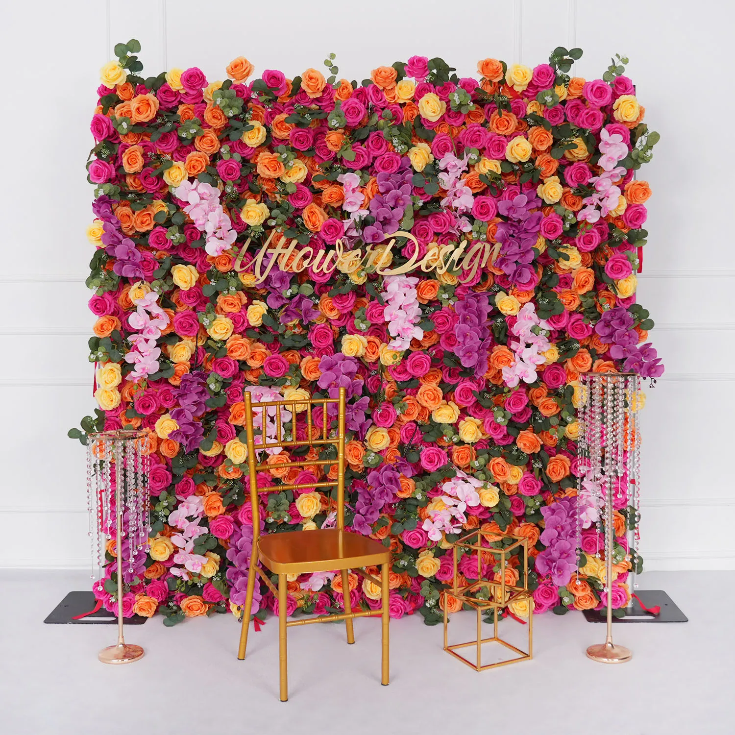 

Uflower Artificial Flower Wall 5D Red Rose Peony Hydrangea Floral Fabric Hanging Curtain Plant Wall Wedding Decor Backdrop Party