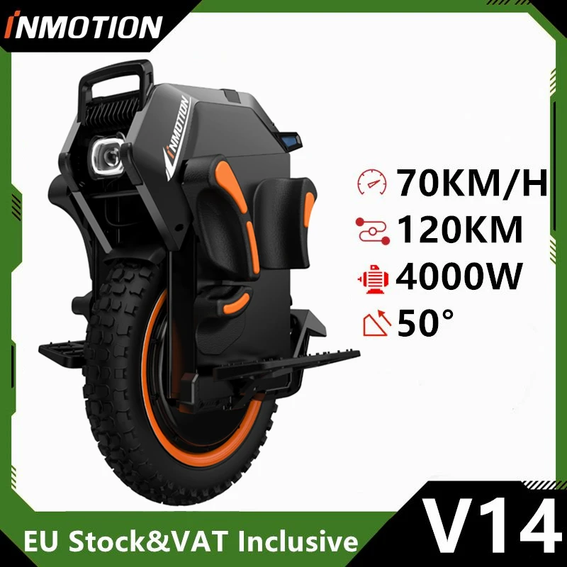 EU Stock INMOTION V14 Electric Unicycle 134V 2400Wh 4000W Motor Adventure V14-50S 70KM/H Speed 120KM Range EUC Smart Monocycle