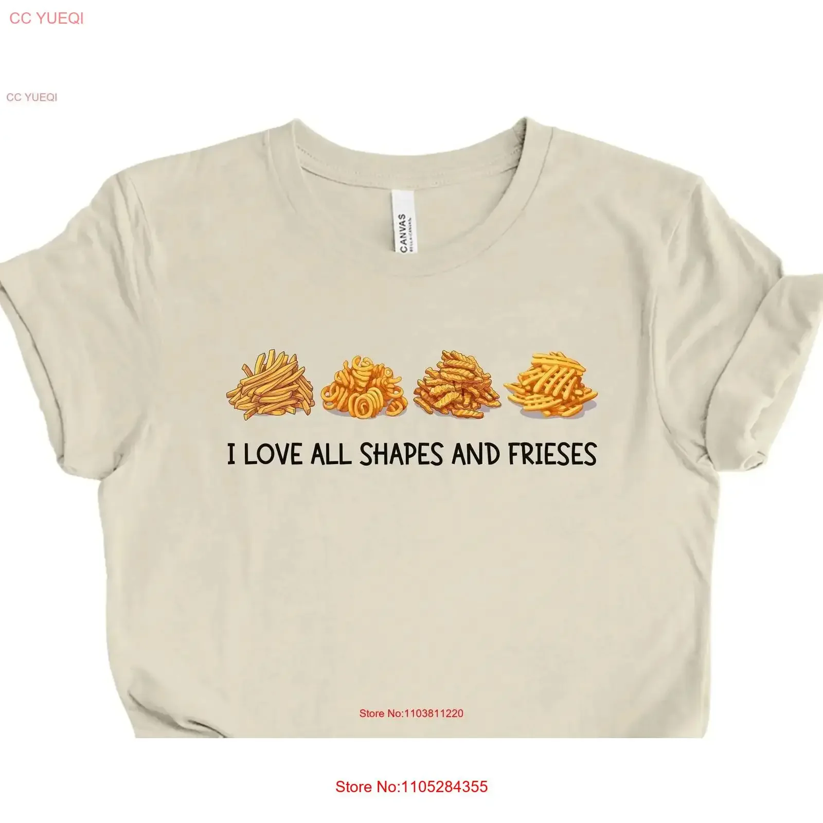I Love All Shapes and Frieses T Shirt types of fries curly french tee sizes inclusive vintage Washed Versatile Stretched Soft