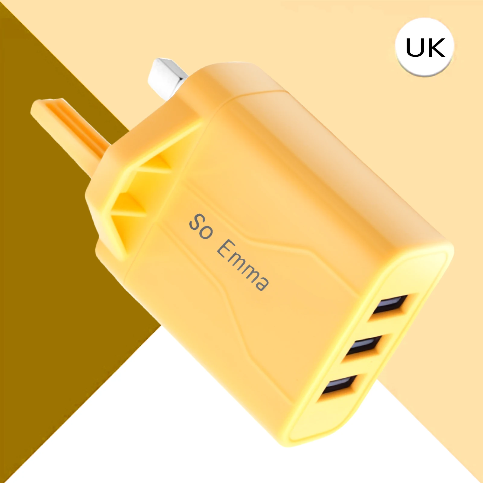 شاحن حائط USB ذو 3 منافذ، محول طاقة USB متعدد لهواتف iPhone وAndroid والهواتف المحمولة والكاميرات وMP3 وما إلى ذلك في المملكة المتحدة