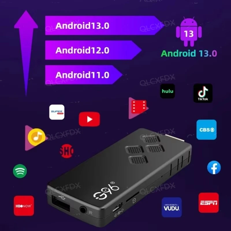 G96 عصا التلفاز الذكية Android13.0 Q2 Allwinner H313 BT5.0 Voice 4k 2GB 8GB Dual Wifi Youtube مشغل الوسائط متعدد اللغات