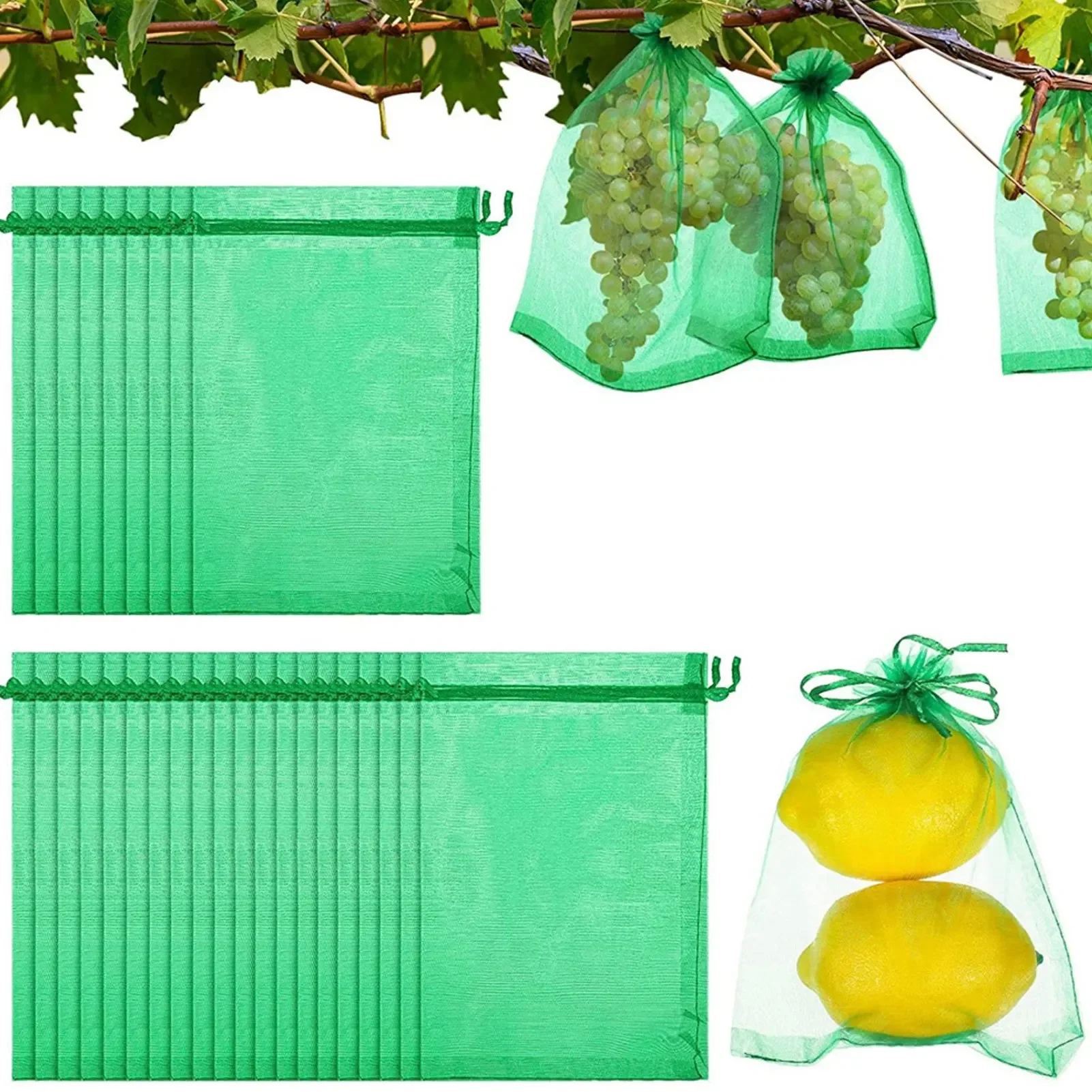 100PCS Fruit Protection Netting Bag Pest Control Anti-Bird Garden Mesh Barrier Bag For Plant Flower Fruit Trees Grow Bags