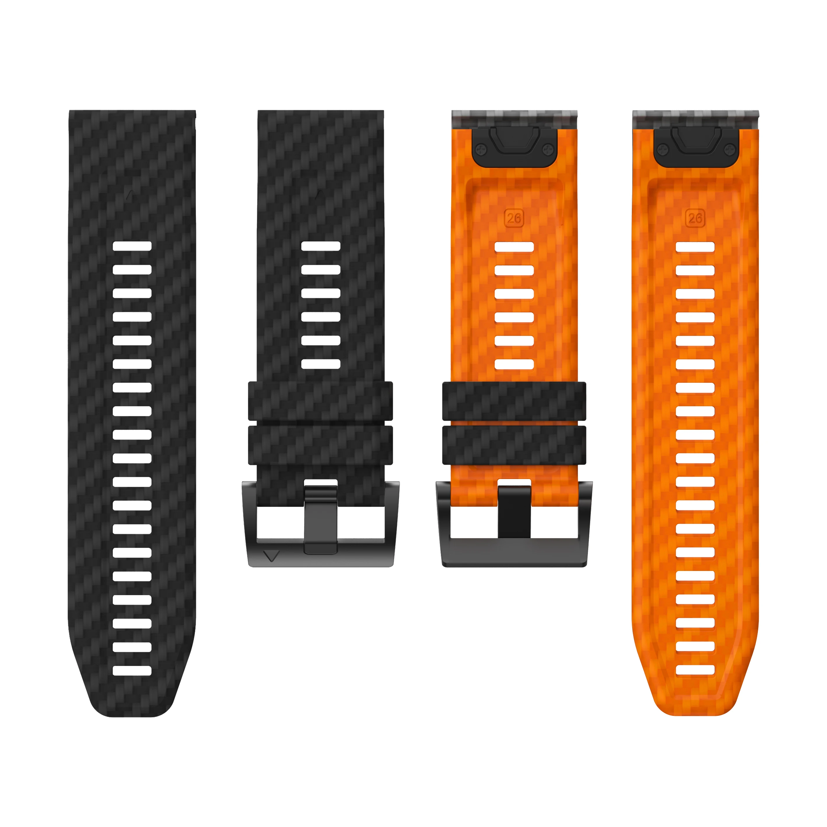 QuickFit 22mm 26mm Carbon Fiber Texture Silicone Strap For Garmin Fenix 8 Epix Pro Gen 2 47mm 51mm/Fenix 7X 6X 5X Plus Watchband image 3
