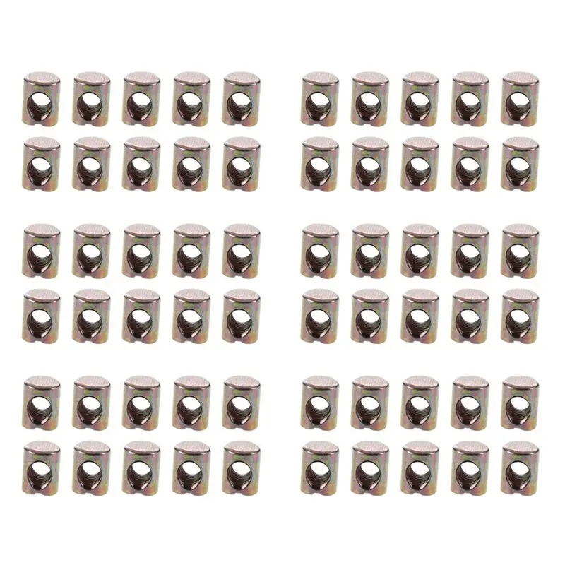 60Pcs M6 Barrel Bolts Cross Dowel Slotted Furniture Nut For Beds Crib Chairs