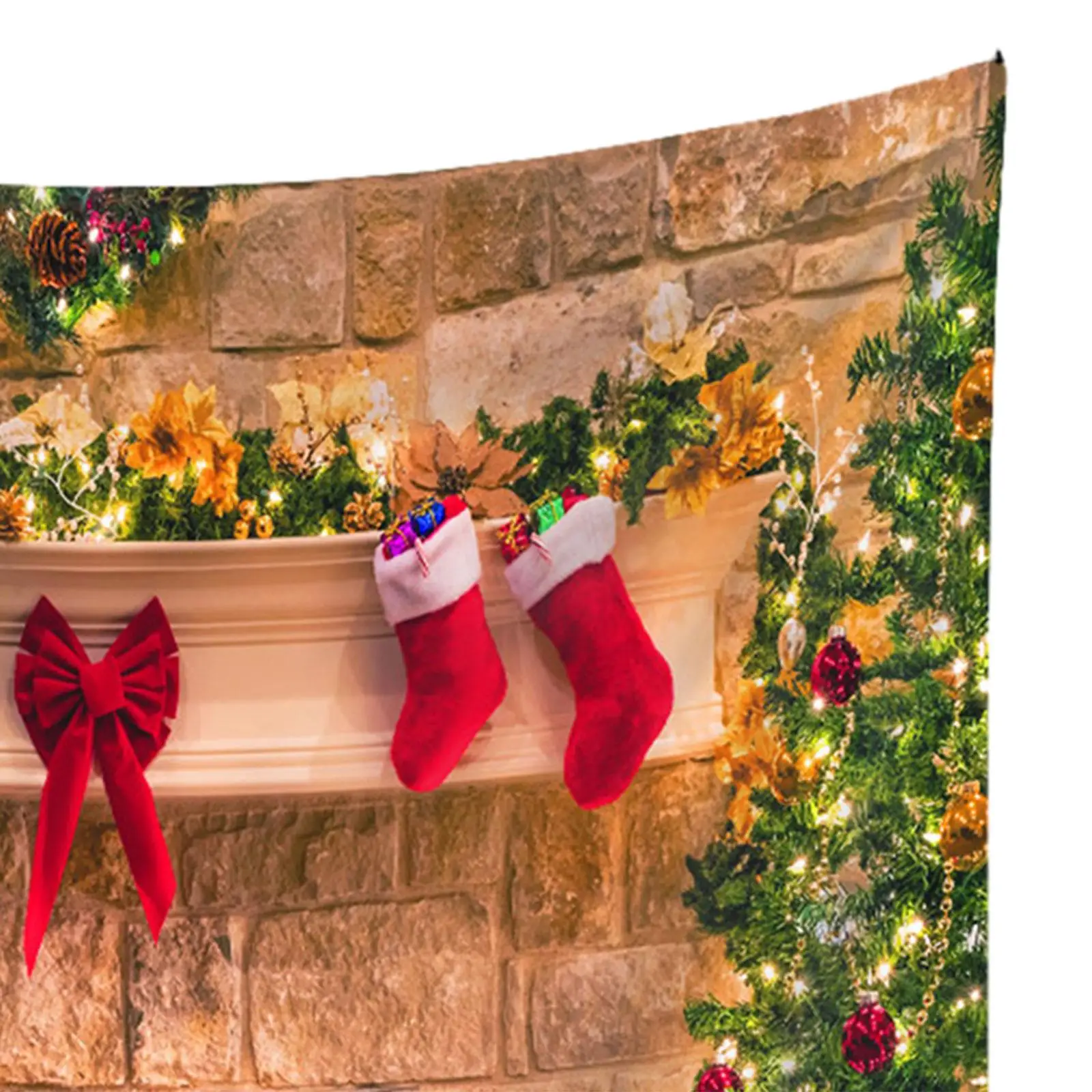 

Christmas Fireplace Photography Background Party Favors Christmas Background Cloth for Party Fireplace Living Room Bedroom Decor