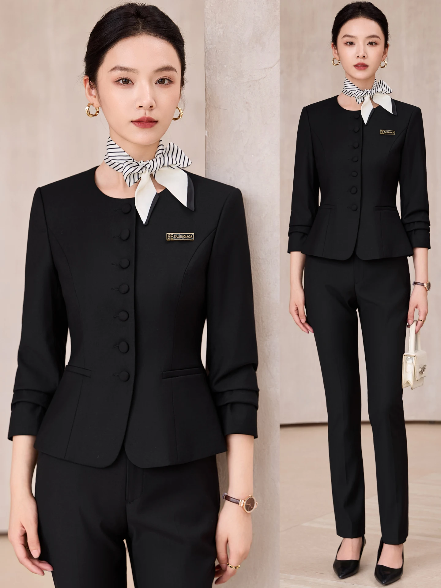 

Профессиональный женский костюм-двойка для весны и осени, высококачественная деловая униформа для салонов красоты, оздоровительных клубов, ресепшн