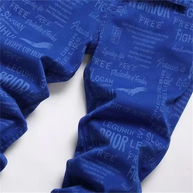 EH·MD® Black Grey Camouflage Men's Jeans Frosted Soft Casual Loose Cotton Elastic Denim Pants Art Word Slim Fit Seasonal Square2