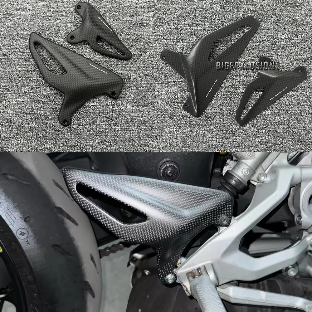 NEW Carbon Fiber Accessories Motorcycle Heel Guard Protector Foot Wing Rearset For DUCATI PANIGALE V4 S/R & Streetfighter V4S V2