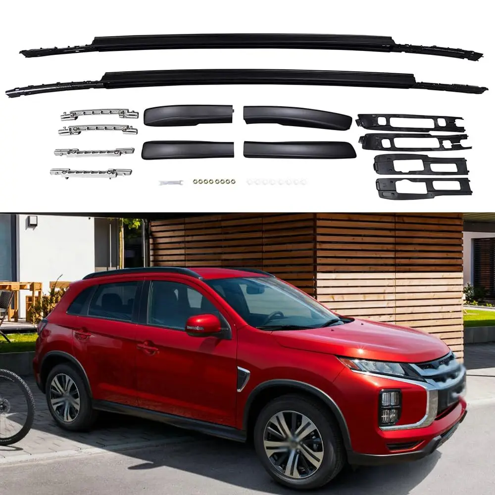 

FTAPACCE 2PCS Roof Rail Racks Fits for Mitsubishi ASX Outlander Sport 2011-2024 Cargo Crossbars Luggage Carrier Aluminum Black