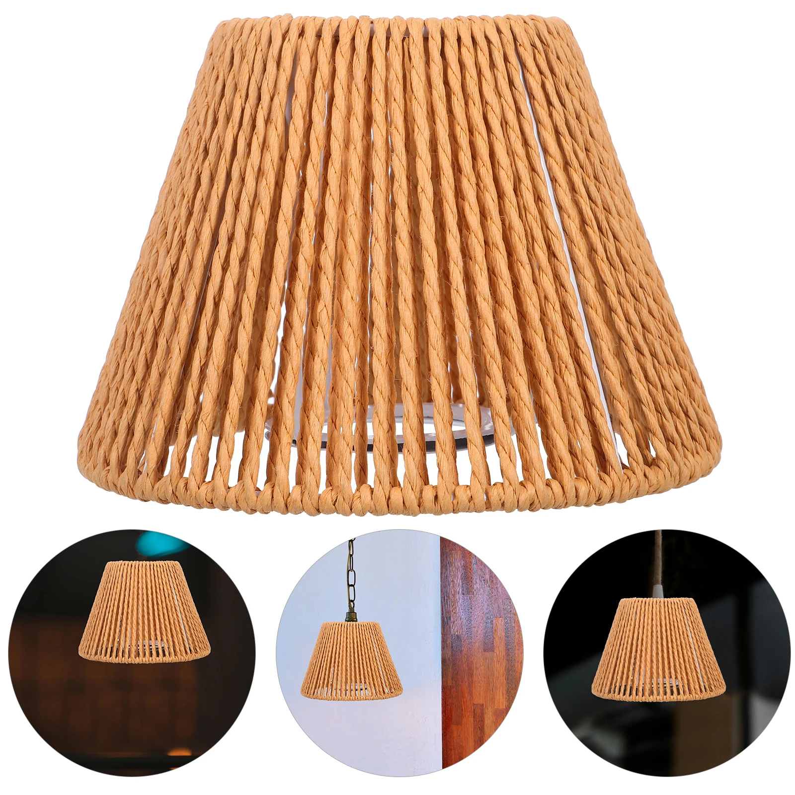 

Handmade Woven Lampshade Paper Rope Cone Design For Floor Lamp Ceiling Pendant Shade Replacement Vintage Boho Decor