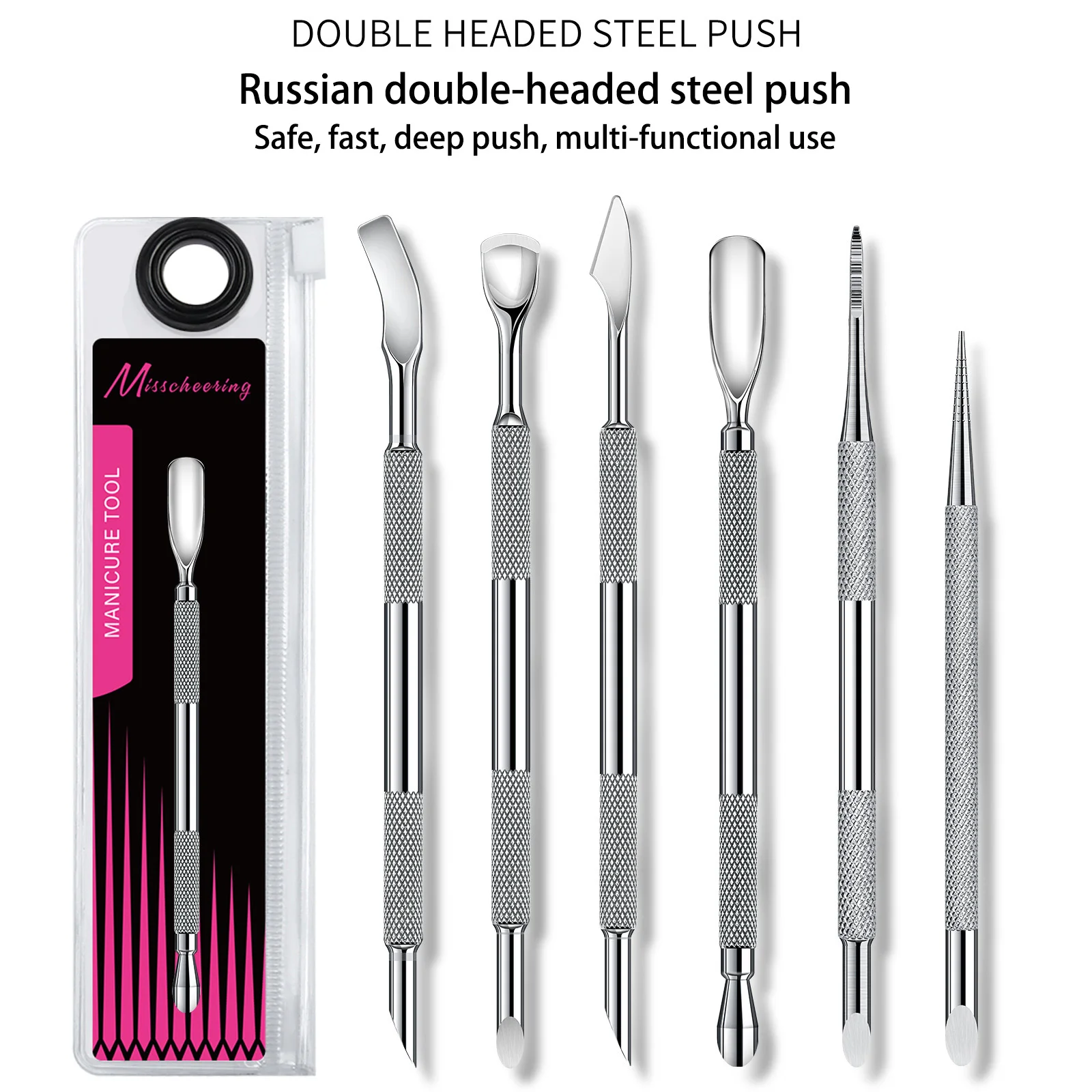 

Russian Double Head Manicure Stainless Steel Manicure Hook Cuticle Remover Nail Gel Peeler Scraper Pedicure Pusher Manicure Tool