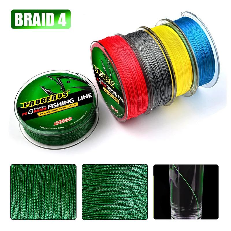 Power Horse Fishing Line 4 Braiding 100 Meters Yellow/Blue/Red/Gray/Green 5 Colors PE Line 0.4#-10# Braided Wire Green Mark Y243