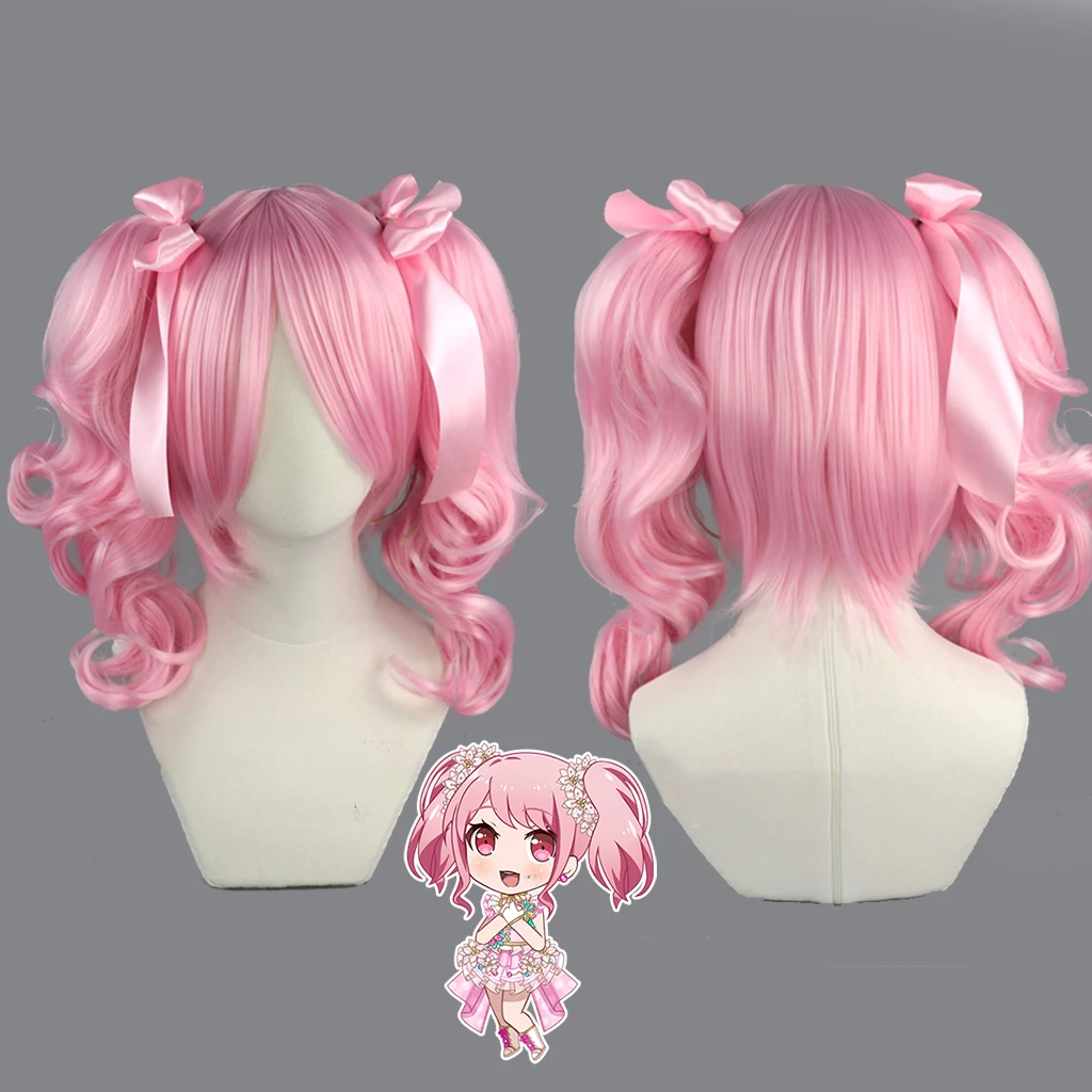 Anime BanG Costume Dream! Maruyama Aya Cosplay Wigs Maruyama Aya Pink Double Ponytails And Ribbons Heat Resistant Hair