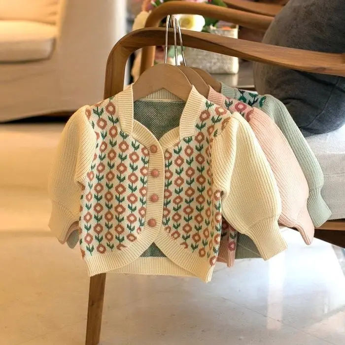 

Korean girls knitted cardigan fall 2023 new baby sweater jacket baby fall tide knit sweater baby girl winter clothes for girls