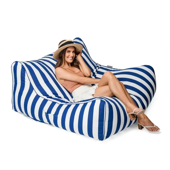 Outdoor Pool Float Beanbag Chairs Extra Large Stripes Lounge Seats Patio Lawn Beach Recline Sofa Chair