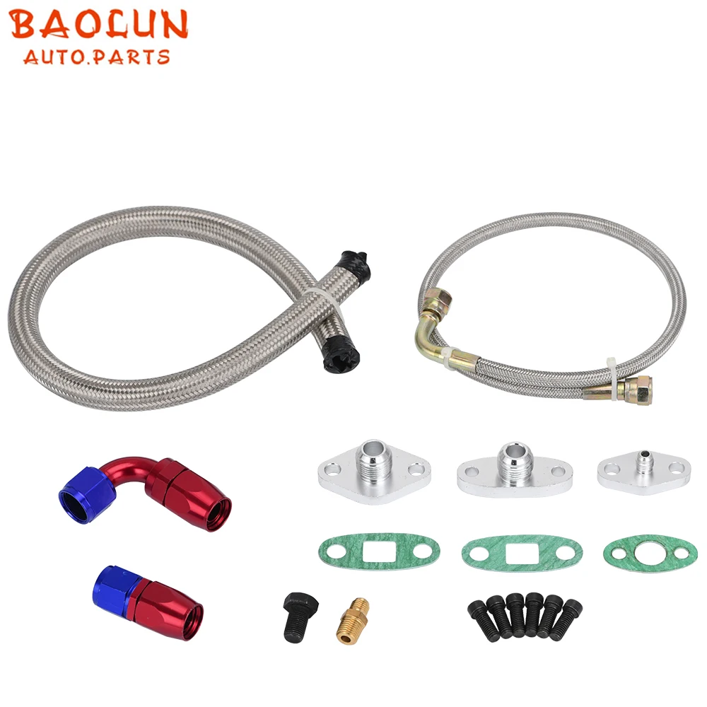 

BAOLUN For Toyota Supra 1JZ/2JZ 1JZGTE 2JZGTE Turbocharger Oil Feed Drain Return Line Kit 4AN 10AN