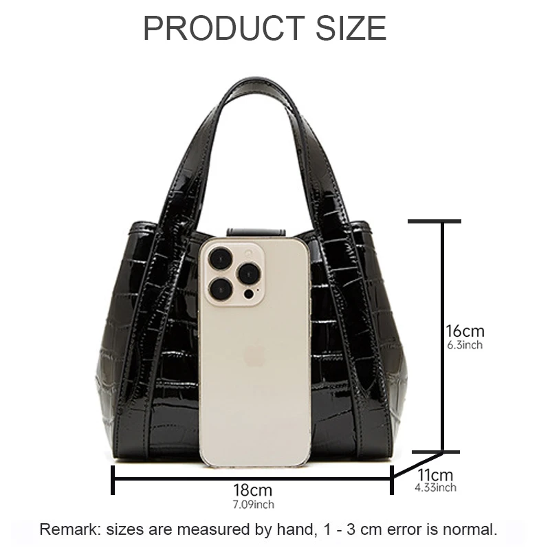2025 New Women's Light Luxury Capsule Lock Design Crossbody Bag Ladies Commuting Crocodile Pattern Vegetable Basket Tote Handbag