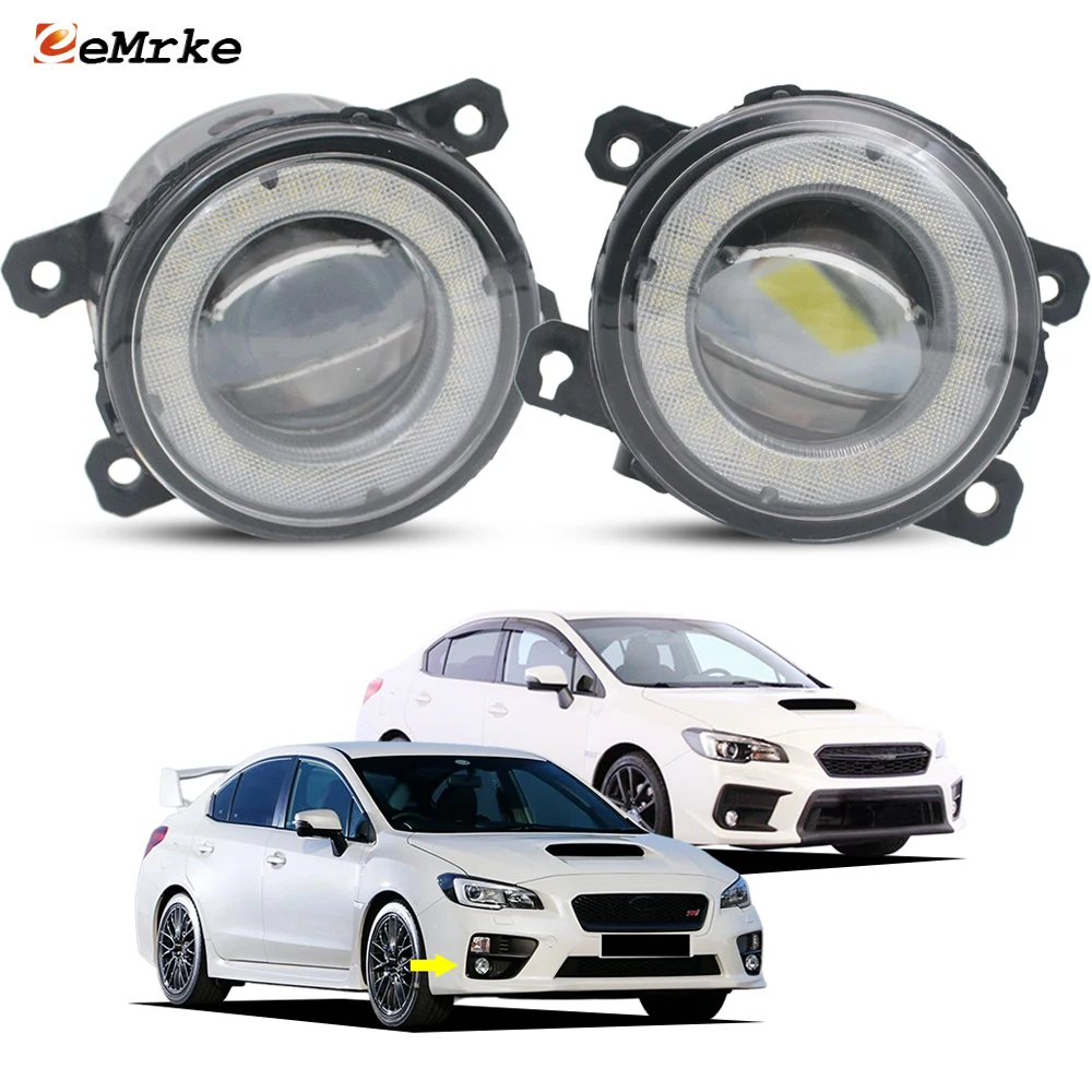 2x LED Fog Lights Glass Lens for Subaru WRX STI 2015 2016 2017 2018 2019 2020 Angel Eyes DRL Daytime Runinng Light Fog Lamp