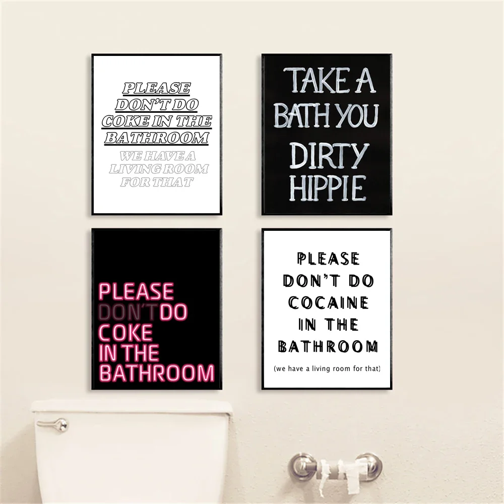 1pc frameless Canvas Painting Bathroom Decor Posters Please Don't Do Coke In The Bathroom Quotes Canvas Painting Modern Funny Gi