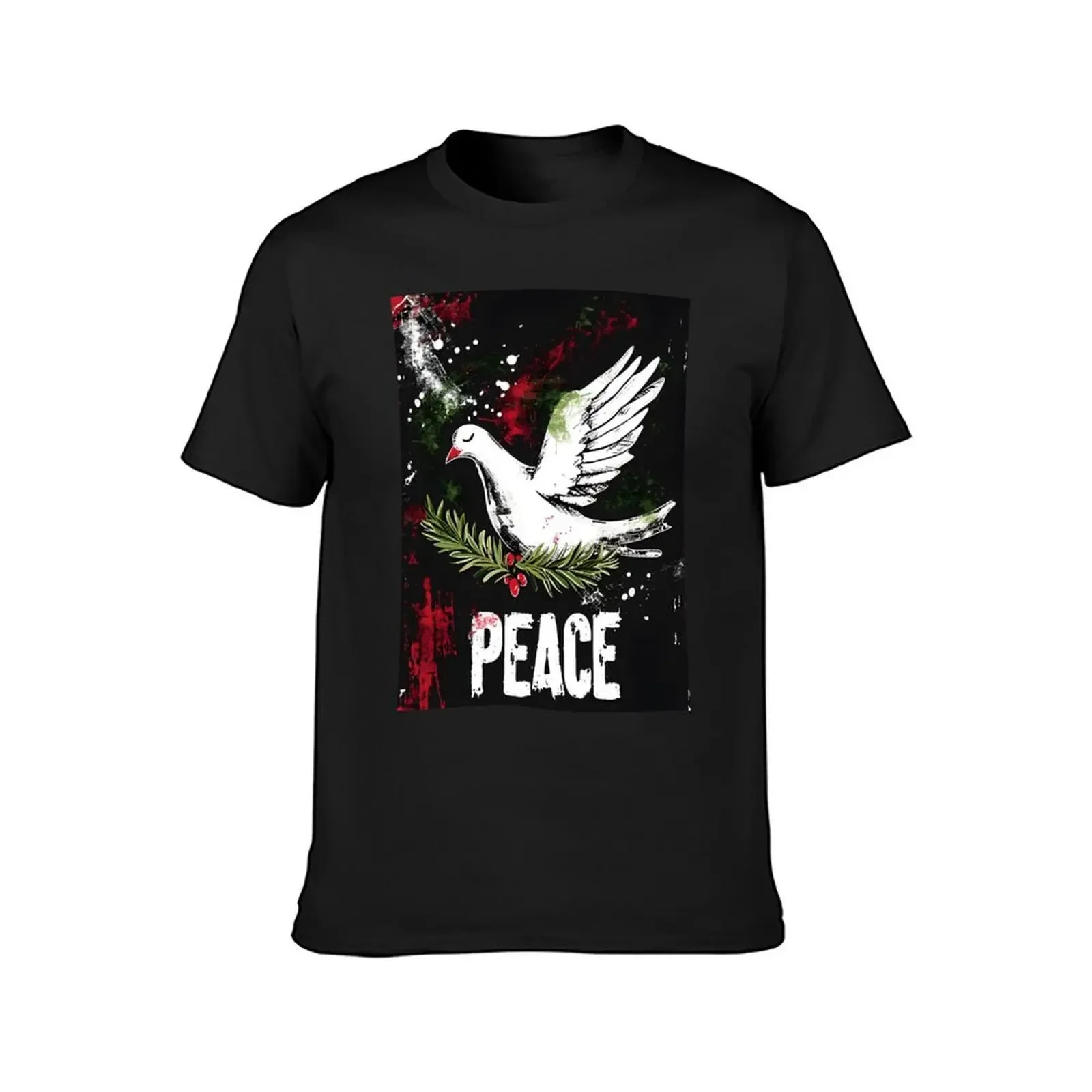 Serenity's Overture- Abstract Expressionist Symphony of Peace, Dove, and Olive Branch Generative AI T-Shirt