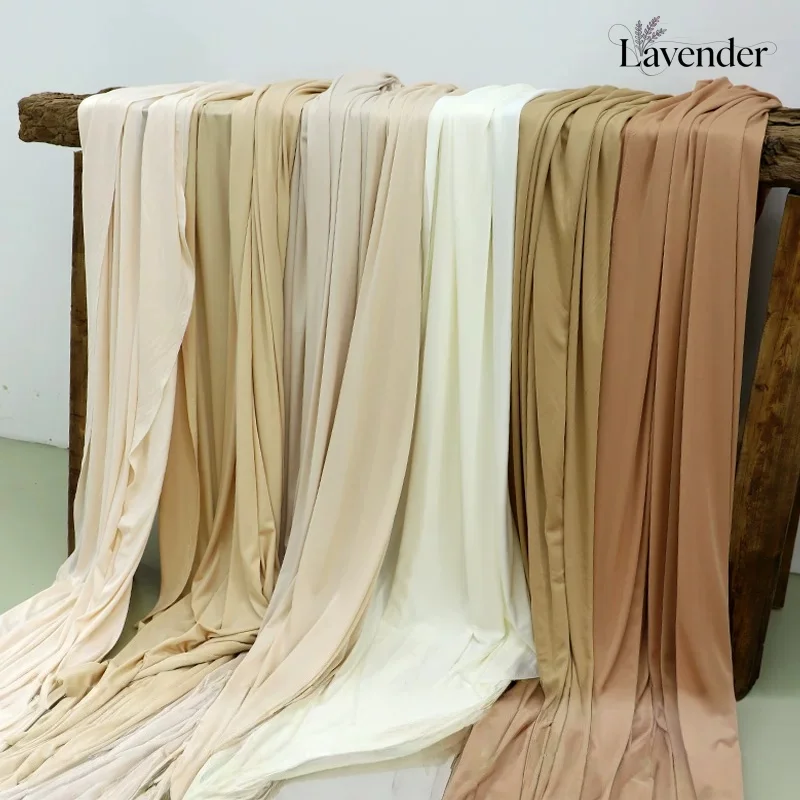 

Khaki Ivory Solid Color Soft Wedding Drape Fabric for Stage Backdrops Photography Backdrops Ceiling Decoration
