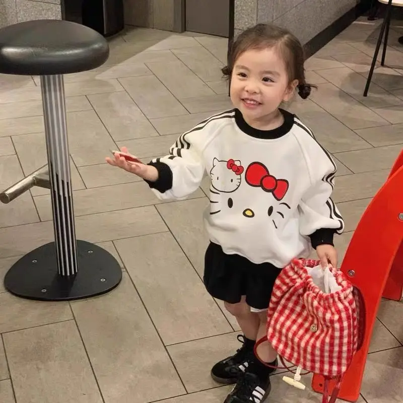

Autumn Kawaii Hello Kitty Sanrio Students Cute Cartoon Long Sleeve Sportswear Children Comfortable Warm Hoodie Blouse for Kids
