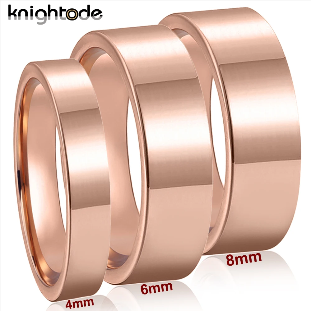 

4mm 6mm 8mm Classic Simple Rose Tungsten Carbide Wedding Band Men Women Jewelry Engagement Rings Flat Polished Comfort Fit