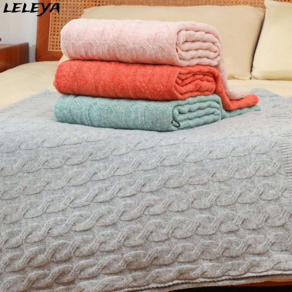

Nordic Bed Blanket Sofa Cover Soft Bed Cover Knitted Geometry Throw Blanket Thick Homestay Hotel Bedspread on The Bed Warm Shawl