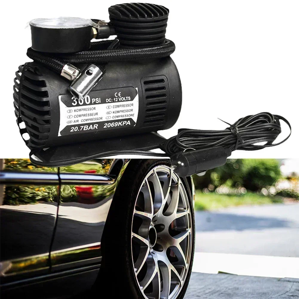 1x Portable 12 V 300psi Air Compressor Pump Tire Tyre Inflator FitsFor Vehicle Motorcycle Replace Accessories Car Air Pump