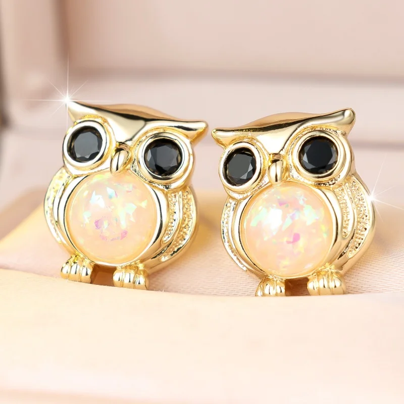 2026 New High-end Retro Australian Treasure Owl Earrings with Creative Three-dimensional Animal Shapes and Elegant Accessories