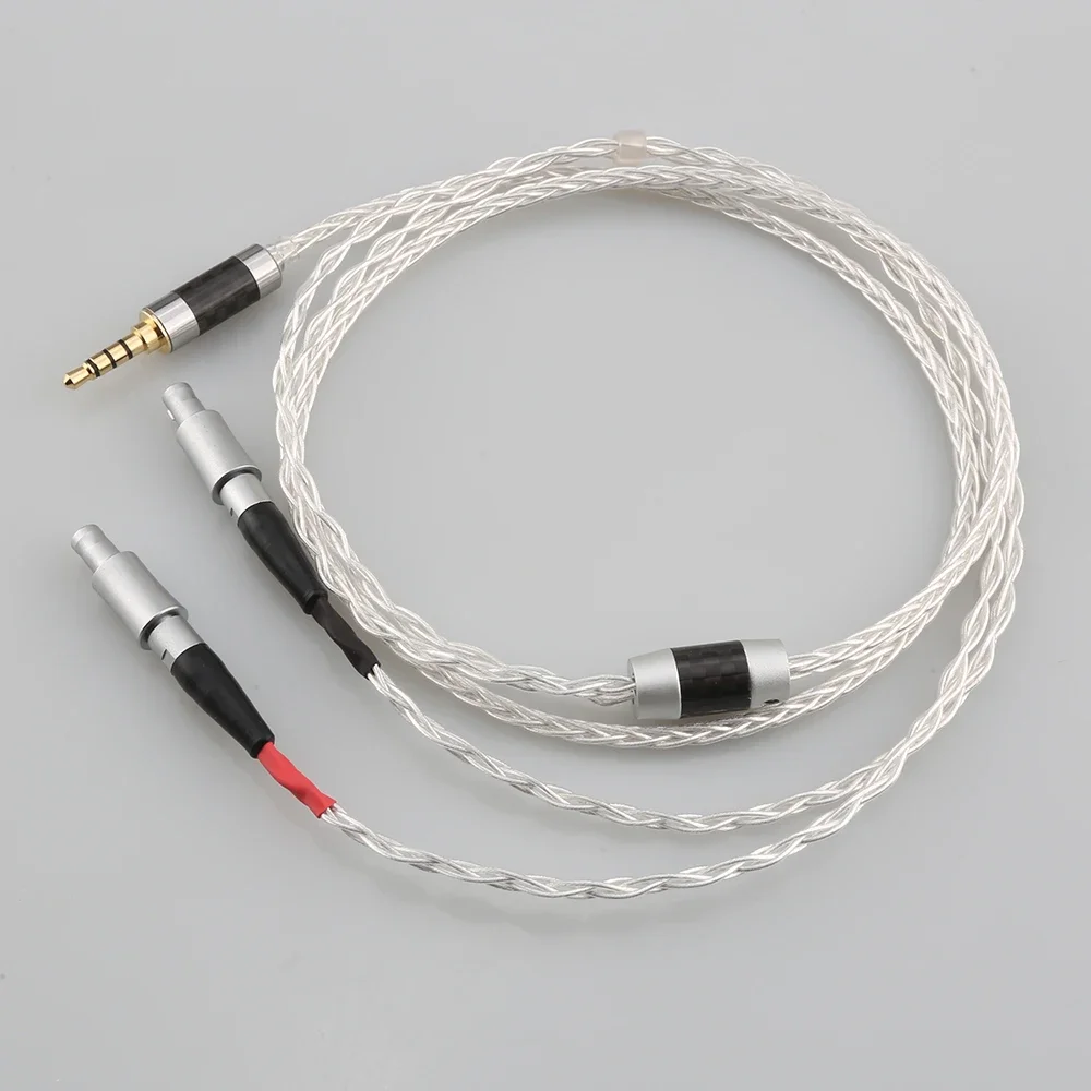 ไฮไฟ 3.5/2.5/4.4mm Balanced OCC เดี่ยวคริสตัลเงินหูฟังอัพเกรดสายเคเบิลสําหรับ HD800 HD800S HD820 สายหูฟัง