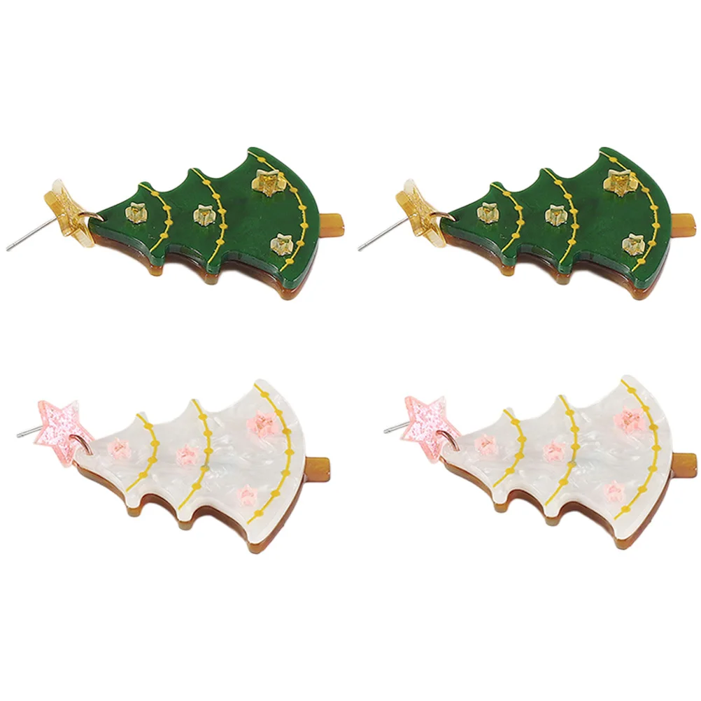 

2 Pairs Christmas Tree Earrings Small for Women Teen Cute Jewelry Dangling Holiday