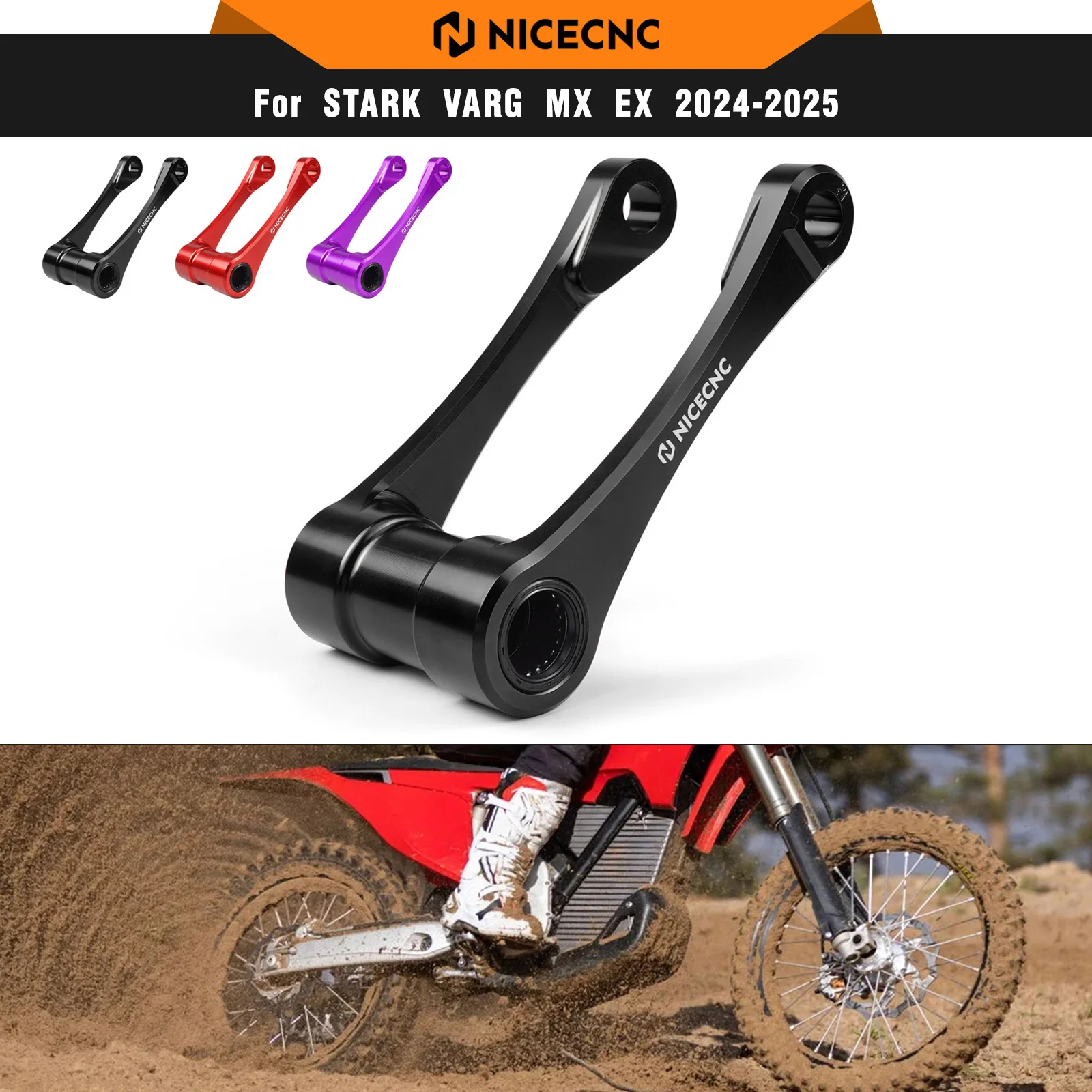 NICECNC For Stark Varg EX 80HP Electric Dirt Bike 2024 2025 1″ Rear Suspension Lowering Link For Stark Varg MX