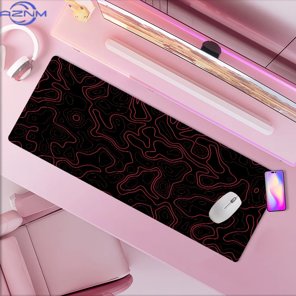 Black T-Topographic Curve Map Mouse Pad Non-slip Thickened MousePad Student Gaming Cushion Large Writing Lockedge Office