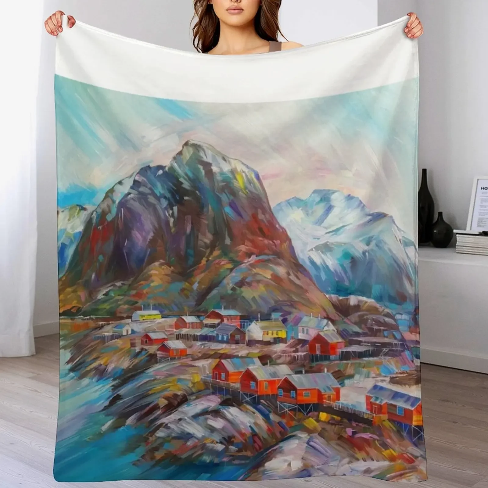 Copy of Lofoten Islands / Norway - Lofoten landscape Throw Blanket Spring Fall Cozy Throw Blanket for Couch