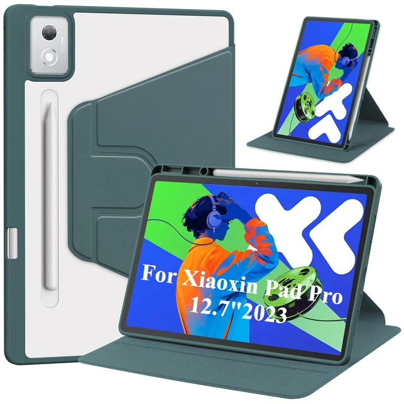 

Для Lenovo Xiaoxin Pad Pro 12,7 дюймов 2023, чехол TB370FU, умный вращающийся с держателем для карандашей для планшета Tab P12 12,7 дюйма, 2025 TB375FC