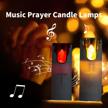 LED蠟燭燈 無焰祈禱燈 搖擺火焰音樂揚聲器 電子蠟燭燈 乾電池供電 適用於教堂墓地 10 最佳銷售 閃爍火焰效果電池燈 - №5