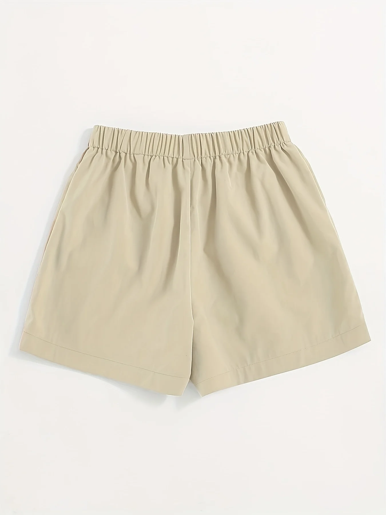 Damskie szorty khaki oversize z tkanej tkaniny na lato z kieszeniami, khaki