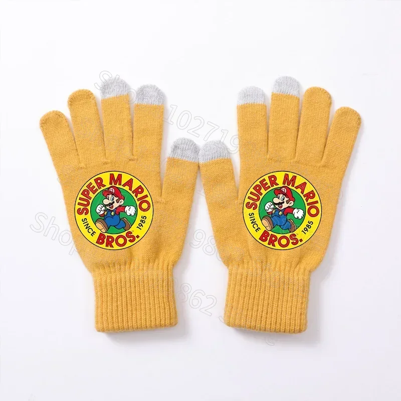 قفازات سوبر ماريو للأطفال قفاز أصابع لطيف للشتاء والرياضات الخارجية والمشي لمسافات طويلة وركوب الدراجات إكسسوارات دافئة هدية تزيين محبوكة