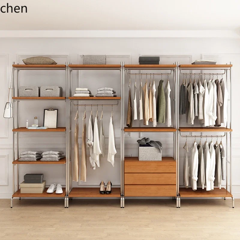 wrought iron hanger floor-to-ceiling bedroom wardrobe frame metal cloakroom rack