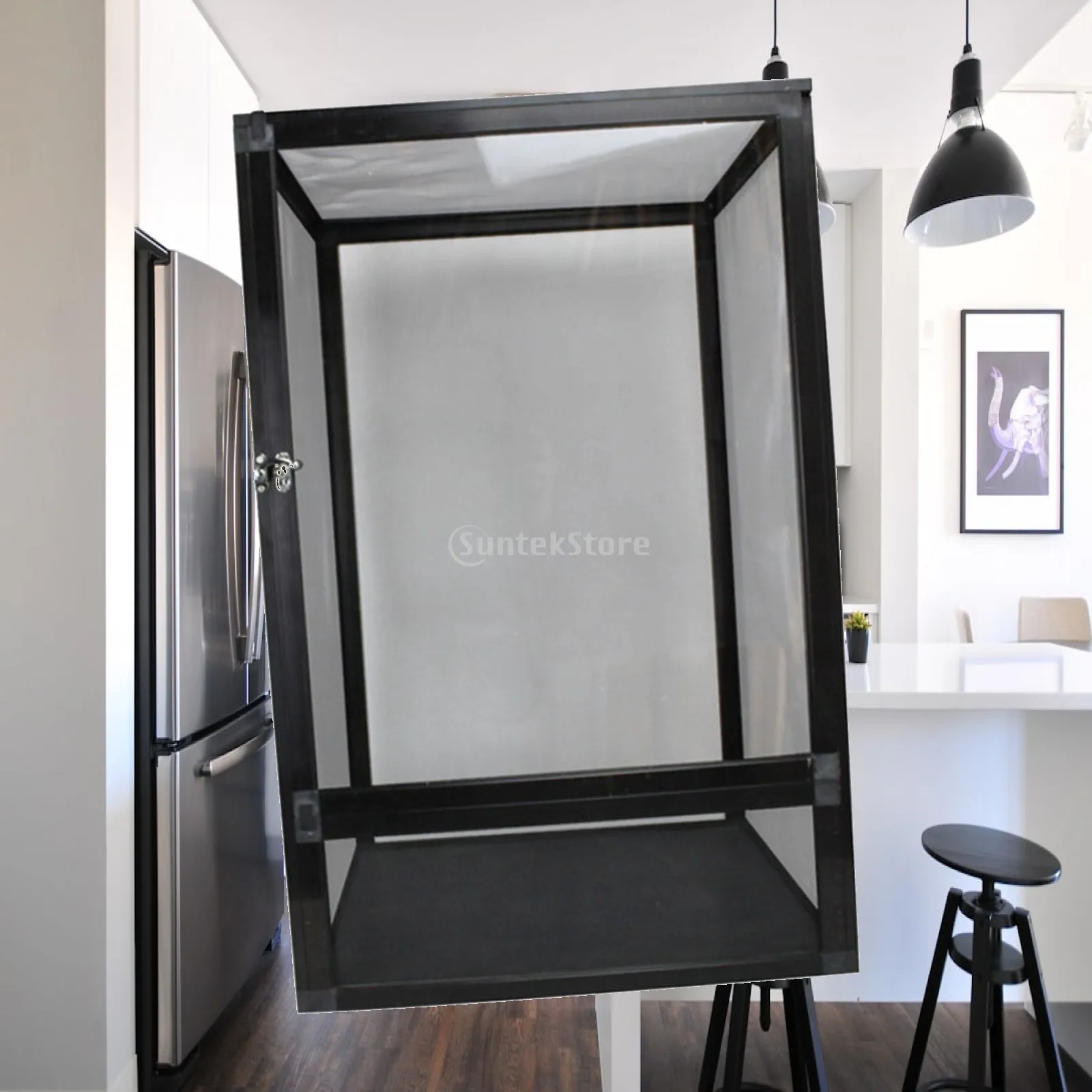 Reptile Cage Terrarium 360° Observation Easy to Clean Sturdy with Front Door