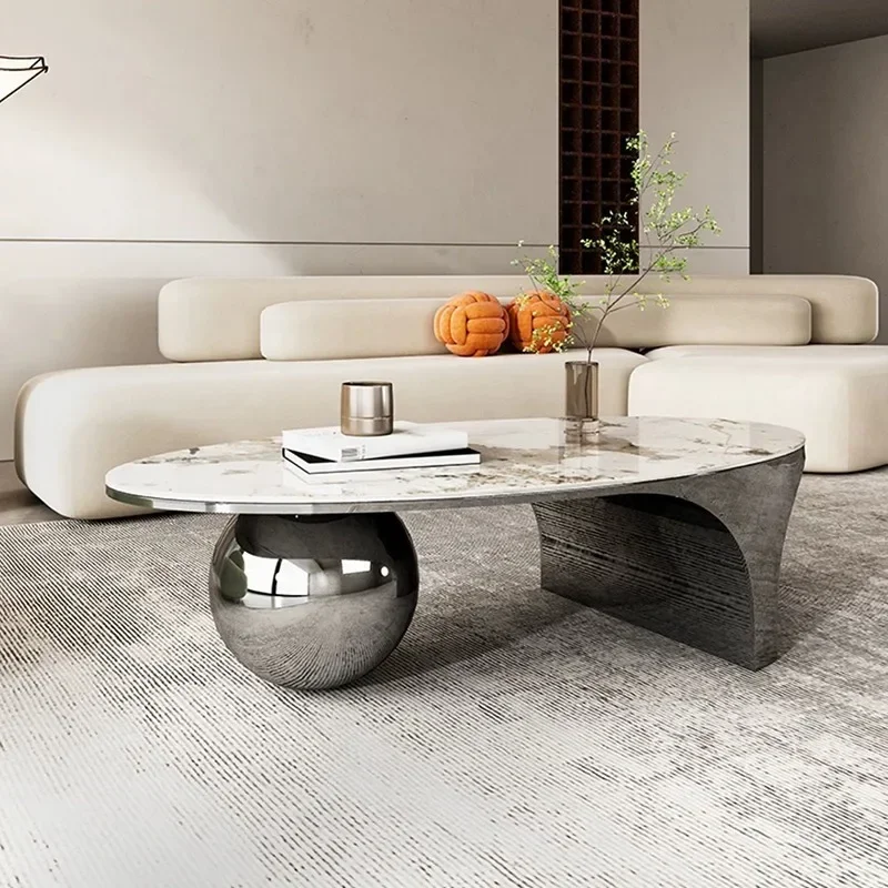 Nordische ovale Couch tisch Marmorplatte Luxus Design Metallrahmen Beine Kaffees chrank Wohnzimmer Boden mueble Salon Zimmer möbel