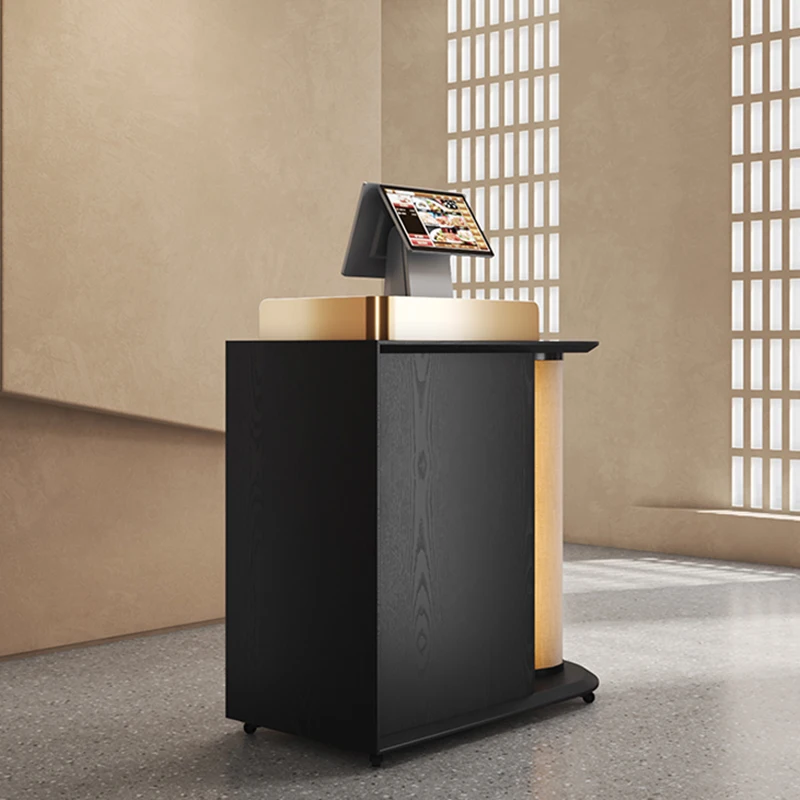 Black Luxury Reception Desks Salon Shop Welcome Front Desk Reception Desks Commericial Wood Mostrador Recepcion Office Furniture