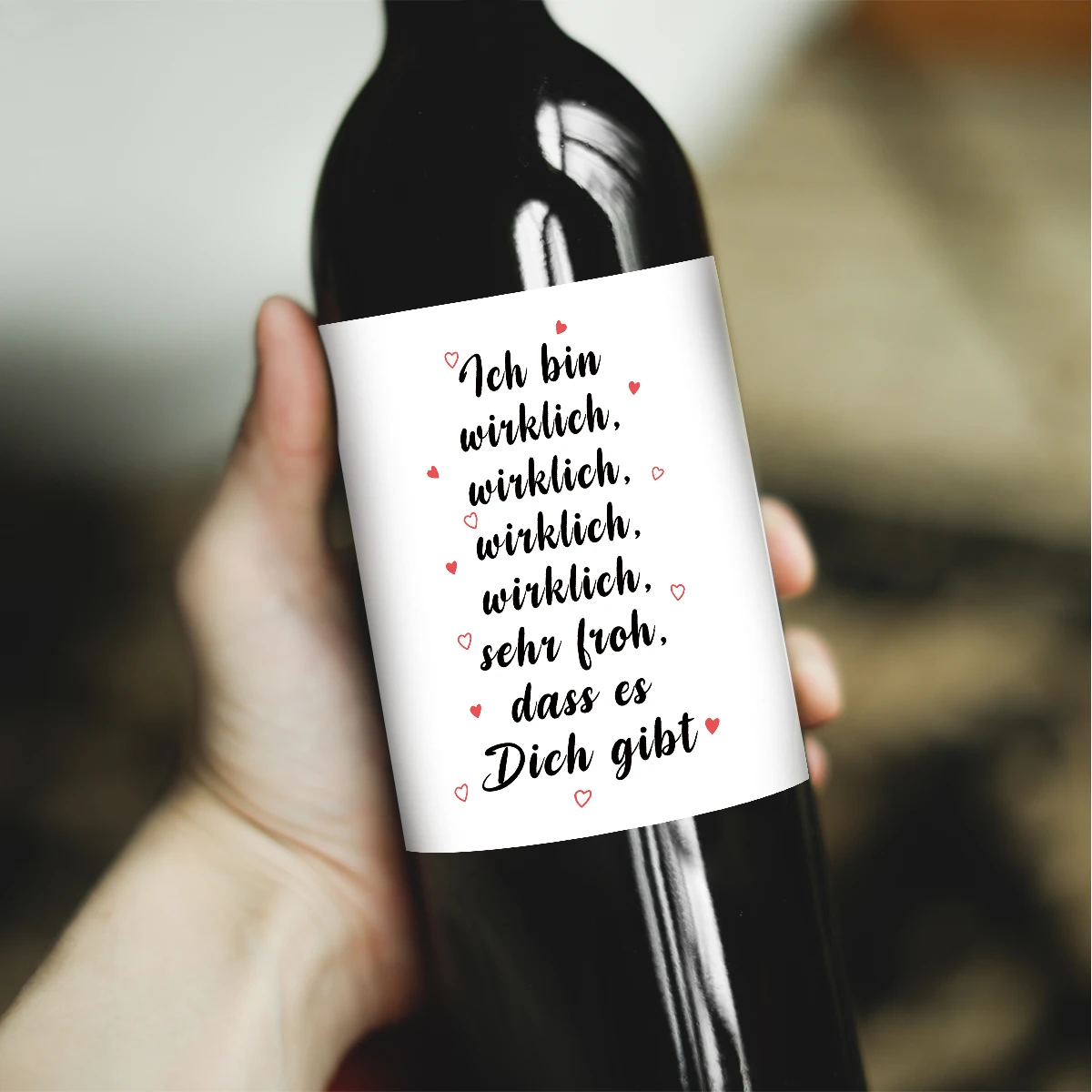 4 Uds. Etiquetas para botellas de vino con texto alemán con citas románticas, etiqueta para envolver regalos de amistad para amantes, pegatina decorativa para cumpleaños, boda y Día de San Valentín
