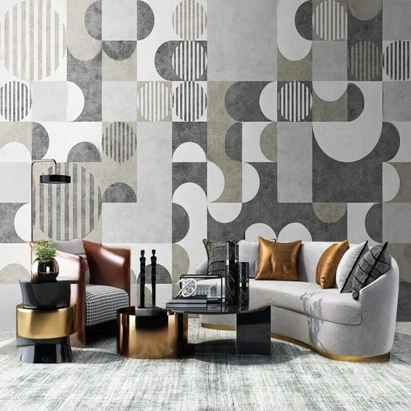 

Customized Modern Minimalist Geometric Pattern Retro TV Wallpaper for Living Room Sofa Backdrop Wall Mural Home Decor Wall Paper