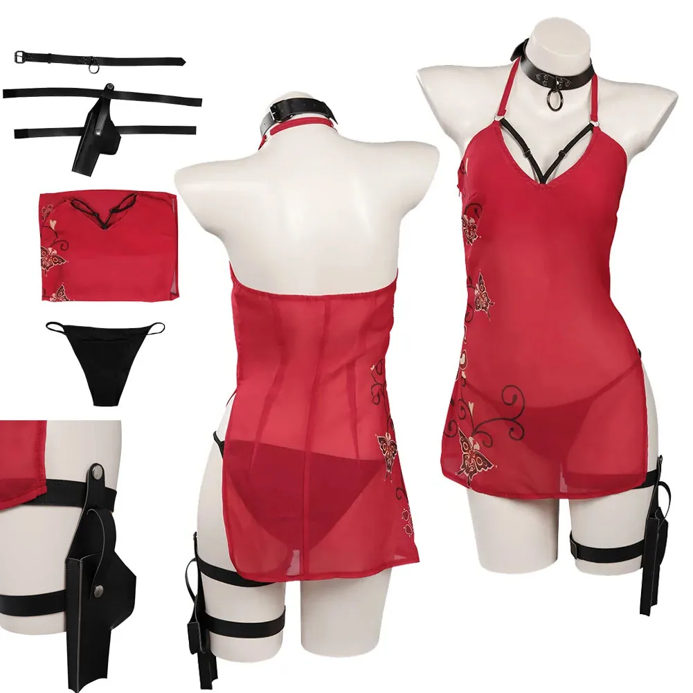 ملابس داخلية مثيرة من Ada Wong ، ملابس قصيرة ، ملابس الشر ، 4 ملابس للفتيات والنساء ، بدلة حفلات الهالوين للكبار