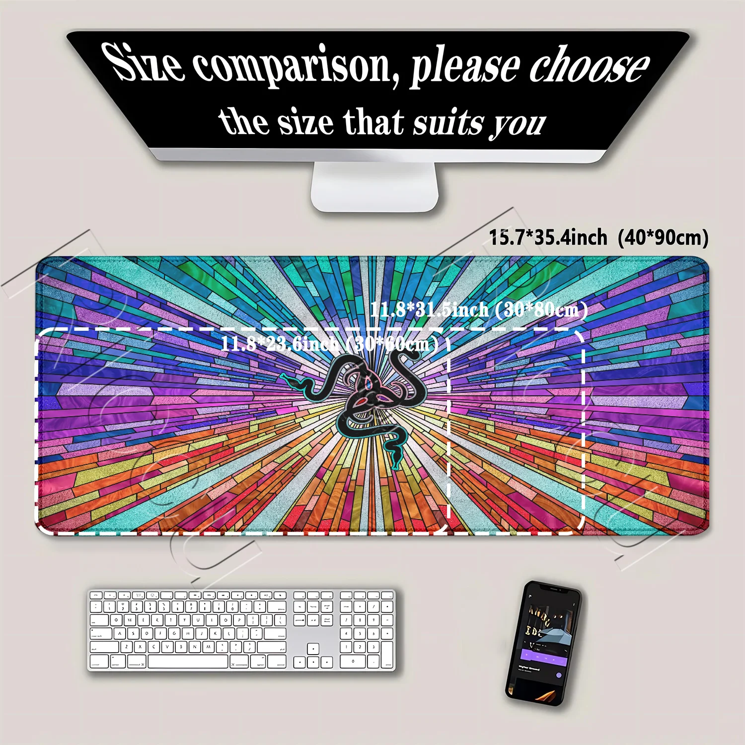 R-Razer Mouse Pad Gaming XXL Keyboard Large esports Mousepad 400x900mm Office accessories MouseMat HD printing overlock Desk Mat view 4