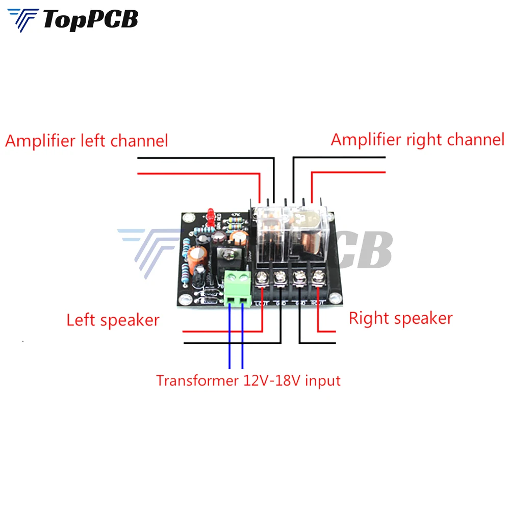 Speaker Protection Board 12-18V Audio Loudspeaker Protection Delay Relay Module for Power Amplifier with LED Indicator