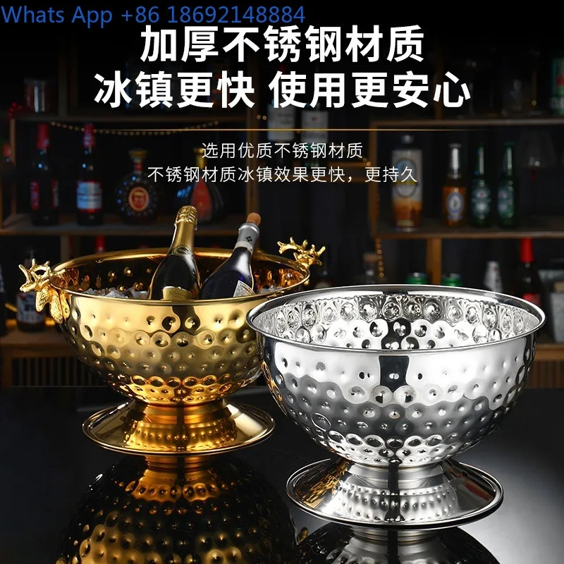 

Stainless Steel Champagne Basin Party Ice Cold Beer Red Wine Ice Cube Bucket