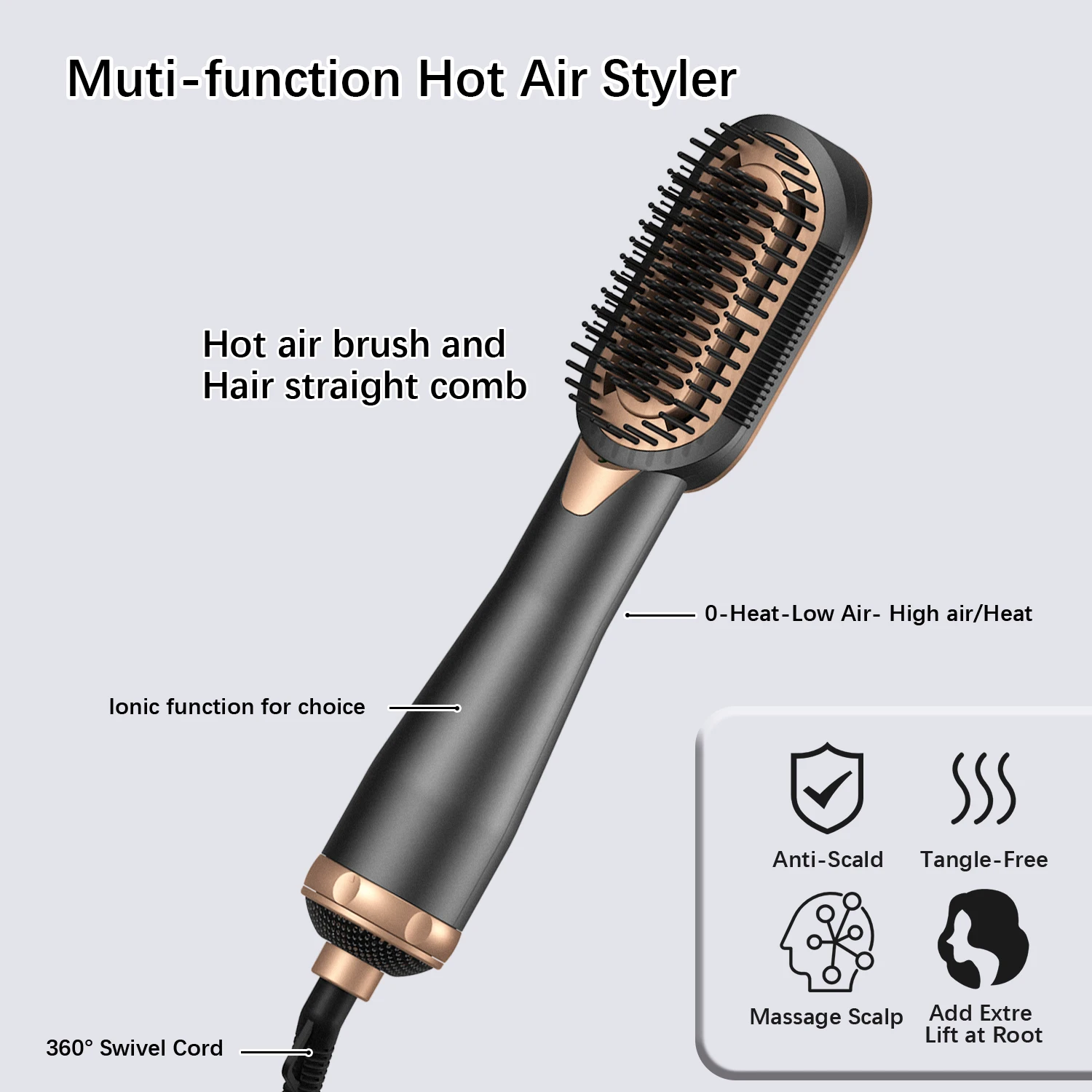 New Hot Air Brush Styler Hair Dryer One Step Professional Hair Straightener Electric Hair Brush